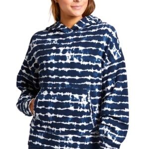 Navy and White Tie-Dye Women's Hoodie